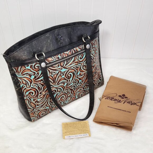 NWT Patricia Nash Leather Poppy Tote Satchel - The Tooled Turquoise Collection - Picture 7 of 9